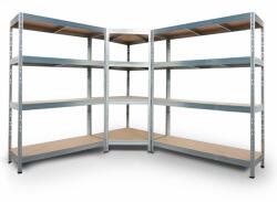 AR Shelving Polcrendszer: 2db nagy teherbírású polc és 1db sarokpolc 180x210x240x45cm HDF polclapokkal
