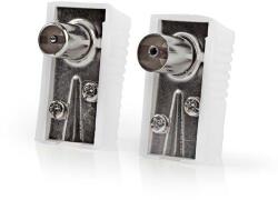 Nedis CSGB40995WT - Conector IEC (coaxial) | Mufă + Priză - Unghi | 2 bucati | Alb (CSGB40995WT)