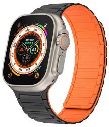 GIGAPACK Apple Watch Series 10 42mm pótszíj (egyedi méret, kicsi, szilikon, 3d, mágneses) fekete/narancssárga (GP-163472)