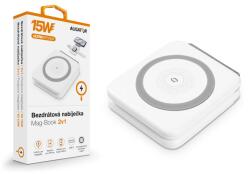 ALIGATOR Vezeték nélküli töltő ALIGATOR Mag-Book 2in1, MagSafe és Apple Watch töltéshez, 15W, fehér (AMS02WT)