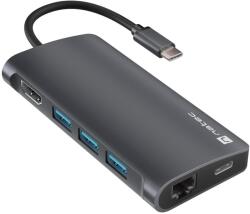 NATEC multiport adapter FOWLER 2 3X USB 3.0 HUB, HDMI 4K, USB-C, RJ45, SD, MICRO SD (NMP-2162)