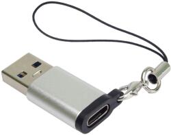 PremiumCord adapter USB3.0 A hím - USB-C női, ezüst, akasztóhurokkal (kur31-32)