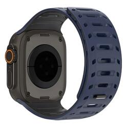 DUX DUCIS Apple Watch Series 10 46mm cs pótszíj (egyedi méret, nagy, szilikon, lyukacsos, mágneses) sötétkék/fekete (GP-164439)