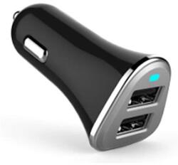 Platinet autós töltő 2xUSB 3, 4A fekete microUSB kábel 1m (PLCR2B)