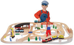 Melissa & Doug Set Trenulet din lemn cu depou Melissa and Doug (MD0701) - roua
