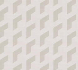 Modern geometrikus háromdimenziós minta elegáns fehér és halványszürke/szürkésbézs tónus fémes hatás tapéta (78150-4)