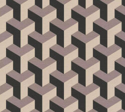  Modern geometrikus háromdimenziós minta bézs szürkéslila és fekete tónus tapéta (78150-1)