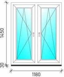  120×150 Tokosztott nyb/nyb műanyag ablak