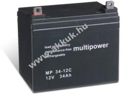 Multipower Ólom akku 12V 34Ah (Multipower) típus MPC34-12 ciklusálló, ciklikus M6 32Ah, 33Ah, 35Ah