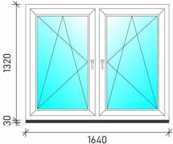  164x132 Tokosztott nyb/nyb műanyag ablak