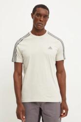 Adidas tricou din bumbac Essentials barbati, culoarea bej, cu imprimeu, IY9123 9BYH-TSM1LU_01X (IY9123)