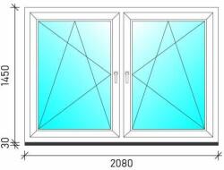 210×150 Tokosztott nyb/nyb műanyag ablak (44007)