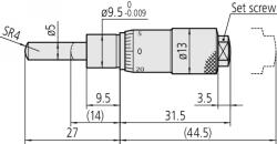 Mitutoyo Micrometer Head, Spindle Feed 0, 25mm/rev (148-132-10)