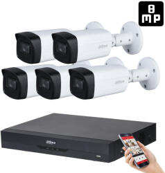 DAHUA 5 kamerás 8MP 4K kamera rendszer szett 40 méter éjjellátással (HAC-40M-8MP-5)