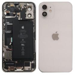  Apple iPhone 12 középső keret akkufedéllel, kamera lencsével fehér (akkumulátorral és töltő csatlakozós átvezető fóliával szerelt) Gyári Grade A