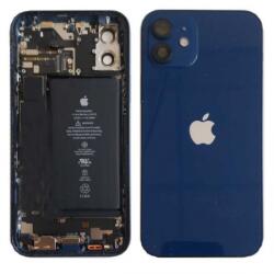  Apple iPhone 12 középső keret akkufedéllel, kamera lencsével kék (akkumulátorral és töltő csatlakozós átvezető fóliával szerelt) Gyári Grade A