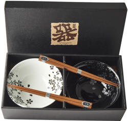 Made in Japan Bol de masă SILVER SAKURA, set de 2 buc, 500 ml, cu bețișoare, MIJ (MIJC3268) Serviciu de masa