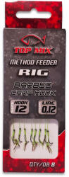TOPMIX Method Feeder Rig 12 Füles, Szakállas Előkötött Horog Csalitüskével 8db (TM700)