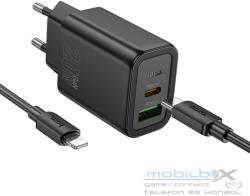 hoco. wall charger USB A + Type C + cable Type C to Type C PD QC3.0 3A 20W N61 black