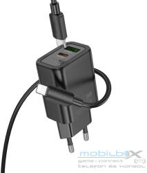 hoco. wall charger USB A + Type C + cable Type C to Lightning PD QC3.0 3A 30W N63 black