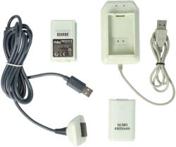 VHBW Play & Charge Kit - 1x Töltő, 1x Töltőkábel, 2x Akkumulátor Fekete, Szürke, Fehér (888400874)