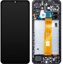 Samsung A047 Galaxy A04S, LCD kijelző érintőplexivel és előlap kerettel, fekete (GH82-29805A, GH82-29806A) (SERVICE PACK) (GYÁRI)