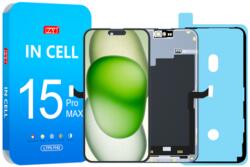 Apple iPhone 15 Pro Max, LCD kijelző érintőplexivel + ragasztó (LTPS ZY COF FHD1080P IC CSERE TÁMOGATÁSSAL), fekete