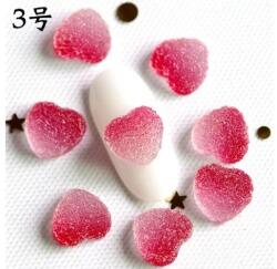 3D DIY körömdíszítő formák Nail Charm 5db - szív Love Valentin #1 piros