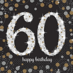 Amscan Happy Birthday 60 szalvéta 16 db-os 33*33 cm DPA511547 (DPA511547)