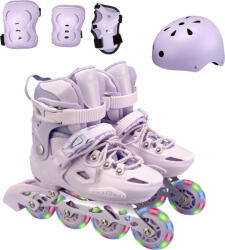 Action Pastel Lila Görkorcsolya szett, sisakkal, védőfelszereléssel, S méret (28-31) mályva|rózsaszín