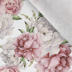 Takoy Prémium pamut NELA bazsarózsák fehér alapon