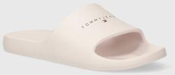 Tommy Jeans papucs TJW PRINTED PU POOL SLIDE bézs, női, EN0EN02693 - bézs Női 39