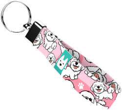 april & june Bolognai pincs, rózsaszín - Kulcstartó - Bolognese, Bichon bolognese, pink - april & june (anj-kc-208-S)