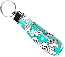 april & june Bolognai pincs, kék - Kulcstartó - Bolognese, Bichon bolognese, blue - april & june (anj-kc-207-S)