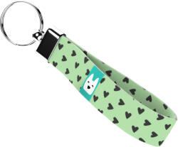 april & june Szivecskés, zöld - Kulcstartó - Black Hearts on Matcha - april & june (anj-kc-127-S)