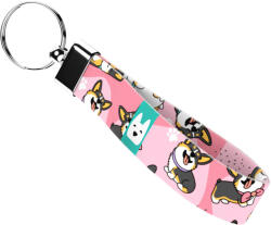 april & june Pembroke Welsh Corgi, tricolor, rózsaszín - Kulcstartó - Pembroke Welsh Corgi, tricolor, pink - april & june (anj-kc-163-S)