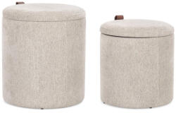 Bizzotto Set 2 tabureti mdf textil gri piele maro Katia 34.5x36 cm; 39x44 cm (0721742)
