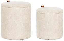 Bizzotto Set 2 tabureti mdf textil crem piele maro Katia 34.5x36 cm; 39x44 cm (0721740)