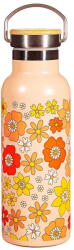 Sass & Belle Narancssárga rozsdamentes acél gyerek ivópalack 500 ml 70s Floral - Sass & Belle