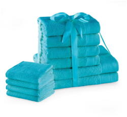 Restilo Türkiz frottír pamut törölköző és fürdőlepedő készlet 10 db-os Amari - Restilo