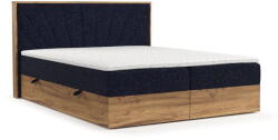 Maison de Reve Sötétkék-natúr színű ágyneműtartós boxspring ágy 160x200 cm Asahi - Maison de Rêve