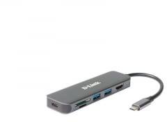 D-Link DUB-2327 2 portos USB HUB + USB-C + HDMI + kártyaolvasó