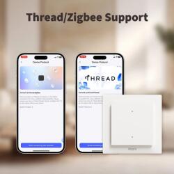 Aqara Întrerupător inteligent, încastrat, Aqara Light Switch H2 EU, 4 butoane, 2 canale, ZigBee, Thread, Compatibil HomeKit, Matter (WS-K08D)