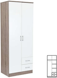 Leziter Miami Gardróbszekrény - 80x205 cm - Fehér/Yorki Tölgy (LMGSZ80FYT) - pepita - 67 990 Ft