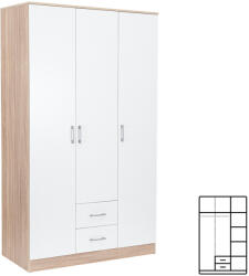 Leziter Miami gardróbszekrény 120x205 cm fehér-sonoma tölgy (LMGSZ120FST) - platinashop