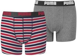 PUMA Printed Basic gyerek boxer, 2 pár 128 cm - 8 Y szürke|vörös