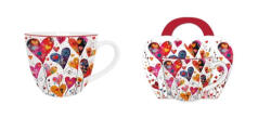 Duo Gift Porcelánbögre 460ml, díszcsomagolásban, Colorful Hearts 1 (62045)