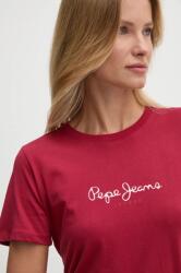 Pepe Jeans pamut póló FIORE női, piros, PL505951 - burgundia S