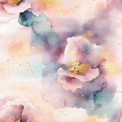 Takoy Viszkóz vászon fényes hatással - rózsaszín akvarell virágok Lulu