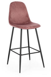 Bizzotto Set 4 scaune bar otel negru catifea roz Irelia 44x53x112 cm (0734240)